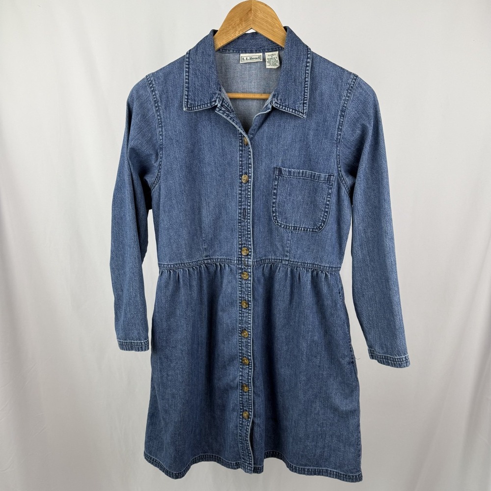 Vintage L.L. Bean Denim Blue Mini Dress - Picture 2 of 6
